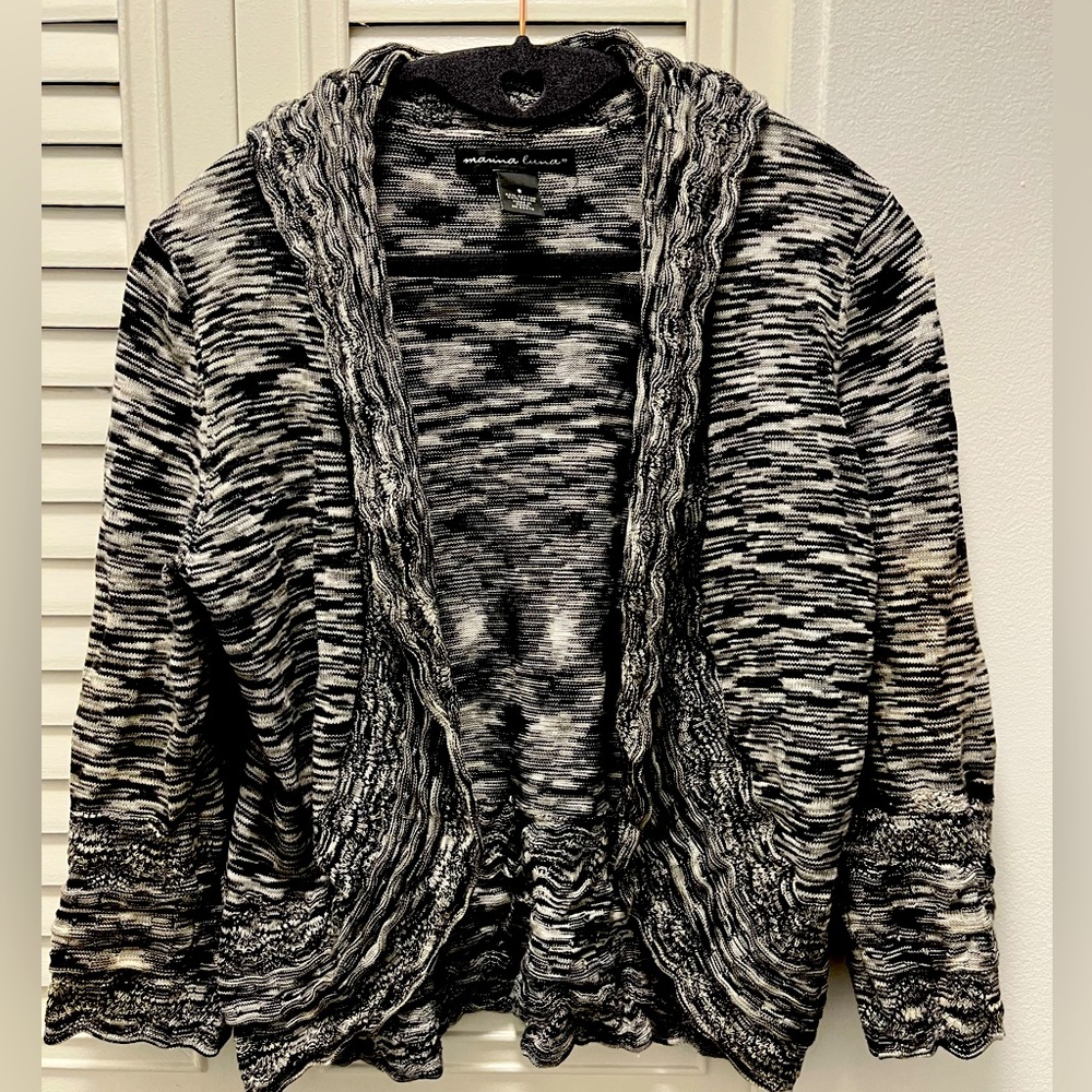 HALF-PRICE w/ any other item! Black & white lightweight cardigan jacket